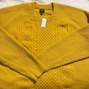 Yellow gold cable knit sweater by GAP